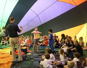 Teaching session inside inflated balloon