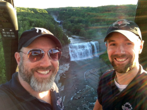 Lance and Lee Teitsworth flying over Letchworth