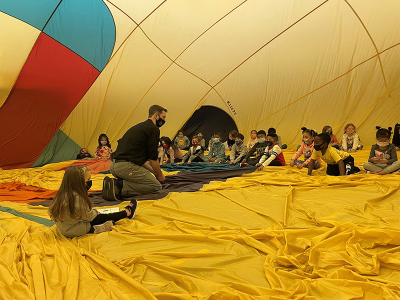 Indoor teaching session inside balloon