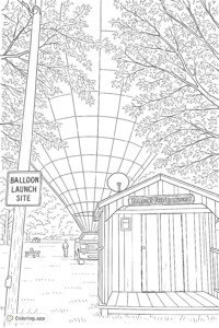 Balloon Launch site at Middle Falls coloring sheet
